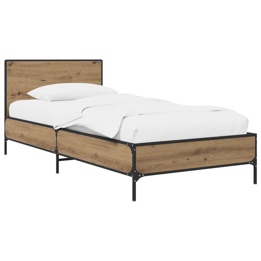 Bed Frame with Headboard Rustic Oak Finish 80 x 200 cm