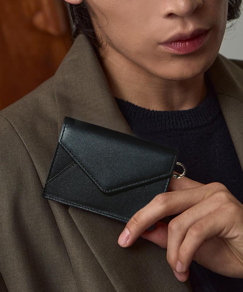 Matt Post Steen Leather Keyring Card Wallet Black
