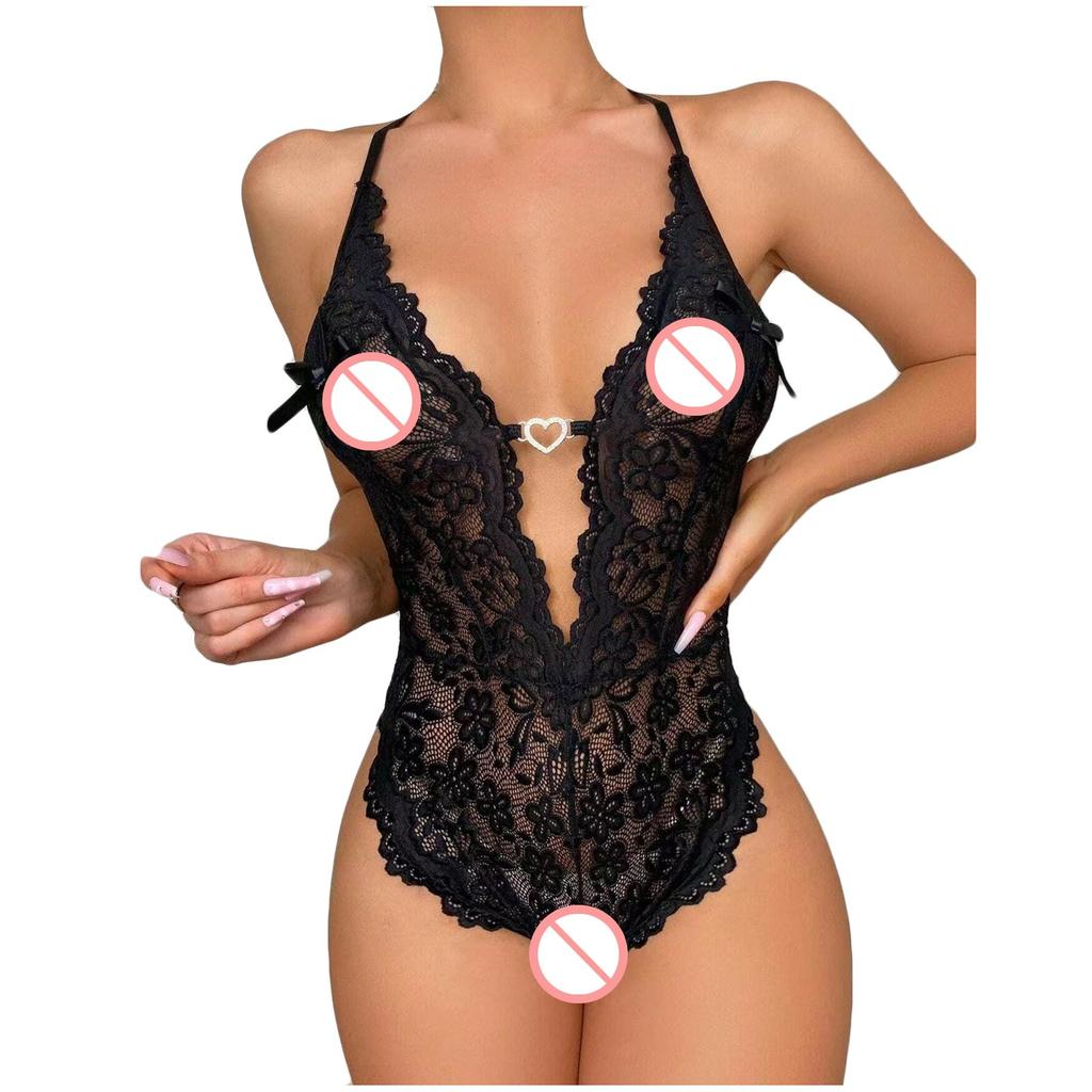 Sexy One-Piece Sexy Lingerie Bodysuit Backlees Lace Jumpsuit Underwaer For Women