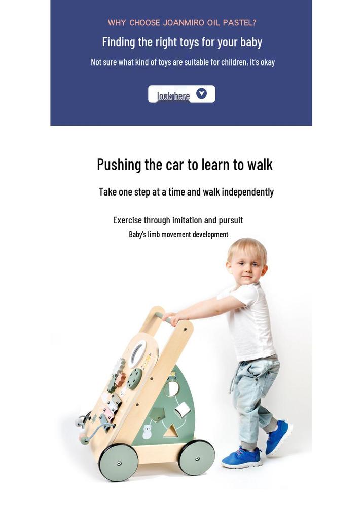 Multifunctional Baby Walker with Wooden Xylophone, Beads, and Gears - Educational Role-Playing Toy for Toddlers