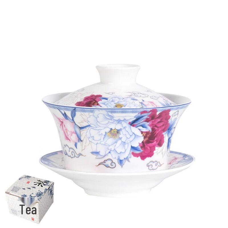 DARUNYAO Blue & White Ceramic Gaiwan Tea Bowl
