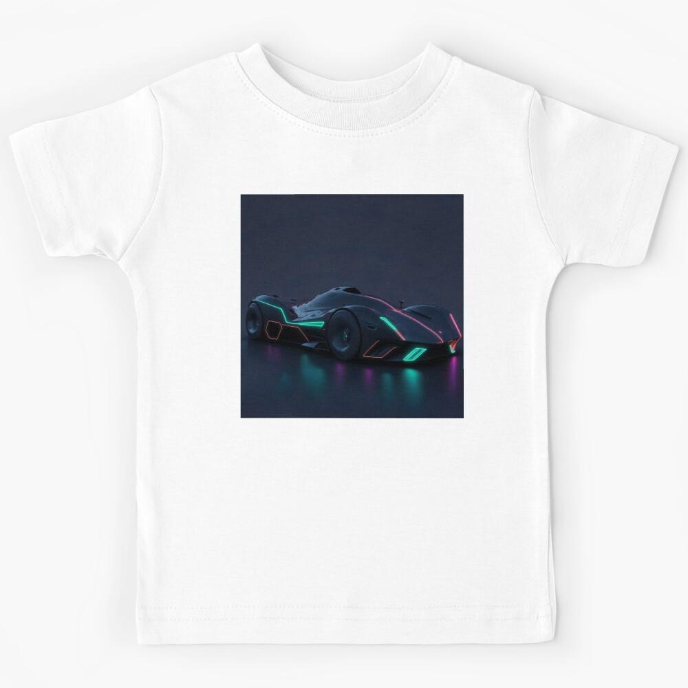 Neon Power: The Futuristic Allure of a Formula 1 Car in White Ambiance Kids T-Shirt 100