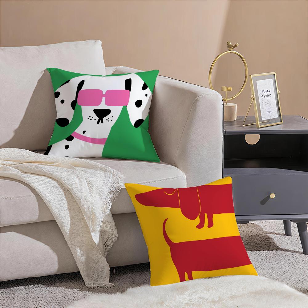 Cute Cartoon Animal Art Cushion Cover Pillowcase Short Plush Invisible Zipper Room Sofa Cushion Cover
