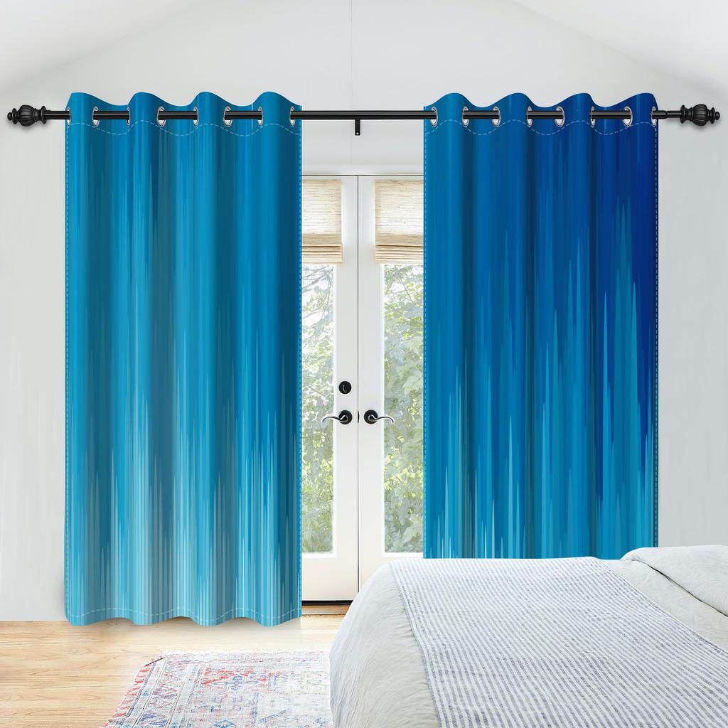 2Pcs/Set Colourful Gradient Window Curtain Bright Multicolor Blackout  Polyester Fabric Study Bedroom Living Room Decor Curtain