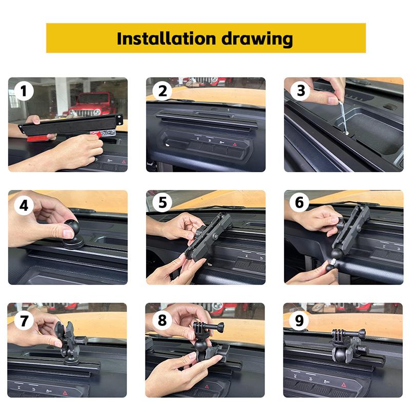 Car Center Console Slide Rail Expansion Phone Holder Bracket GPS Bracket  Fit For Ford Bronco 2021 Up Car Interior Accessories