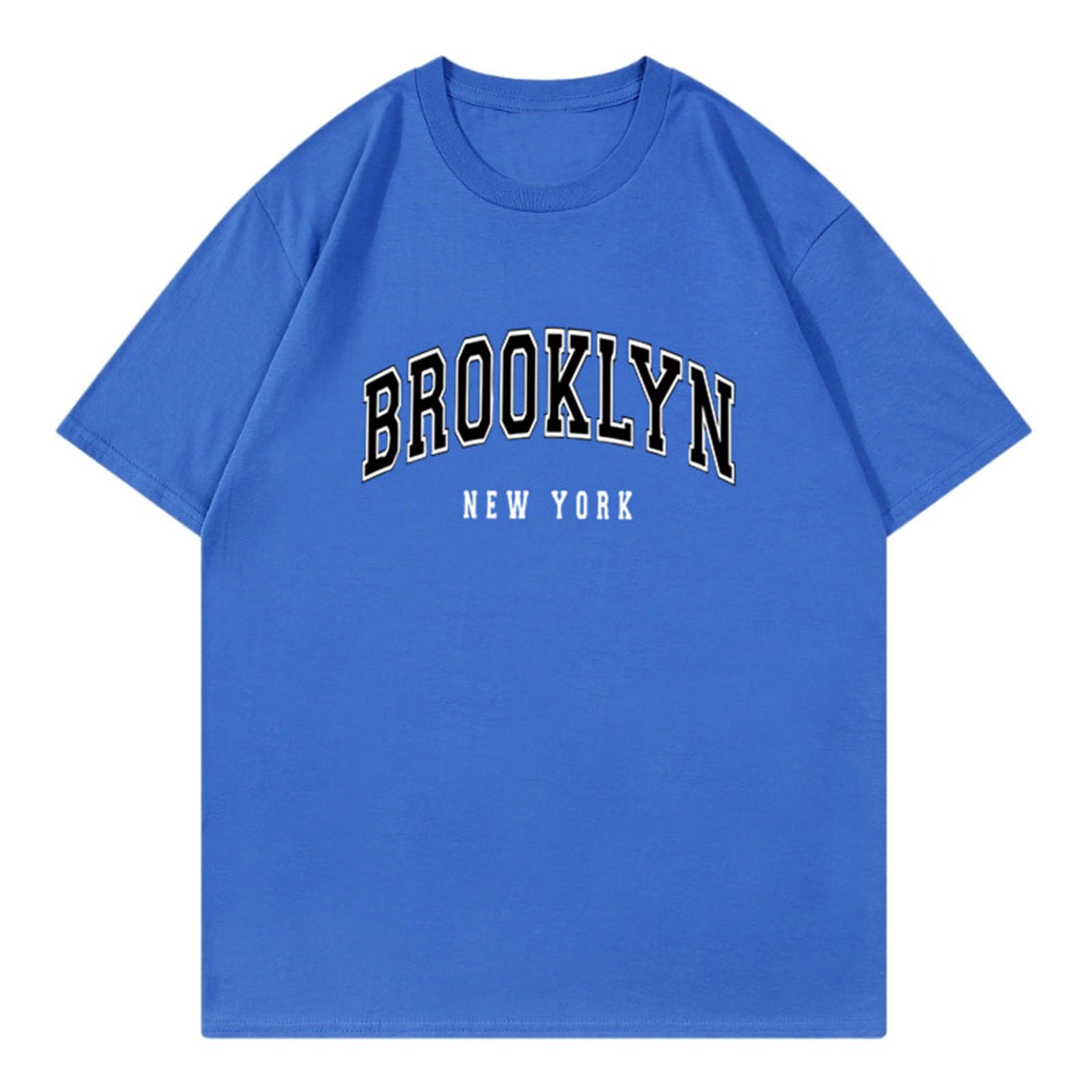 

Футболка унисекс, повседневный свободный топ, удобная футболка с круглым вырезом M синий