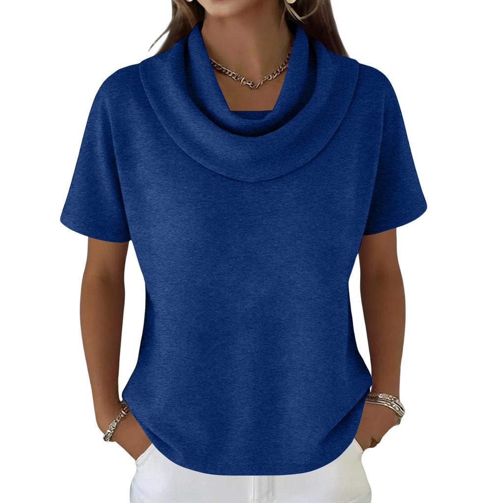 Women's Casual And Fashionable Round Neck Short Sleeved Color Top Sweater