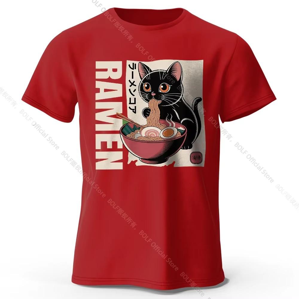 Men's Ramen Printed T-Shirt 100% Cotton Oversized Japanese Graphic Tees for Women Summer Tops Noodle Streetwear