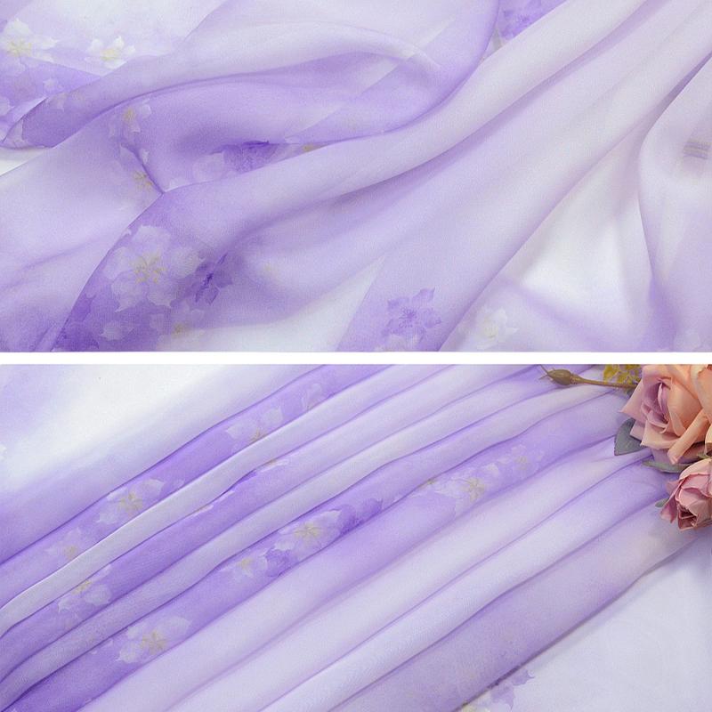 Chinese Style Small Pear Flower Tie-dye Printing Chiffon Fabric For Diy Sewing Craft Cheongsam Hanfu Dress Stage Costume Fabric