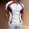 Men'S Polo Shirt Men'S Casual Short Sleeve Lapel T-Shirt 3D Printed Short Sleeve Zipper Polo