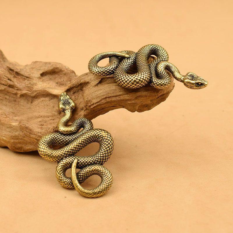 Vintage Alloy Snake Figurine Fine Carving For Figurine Decor Gifts For Snake Lovers