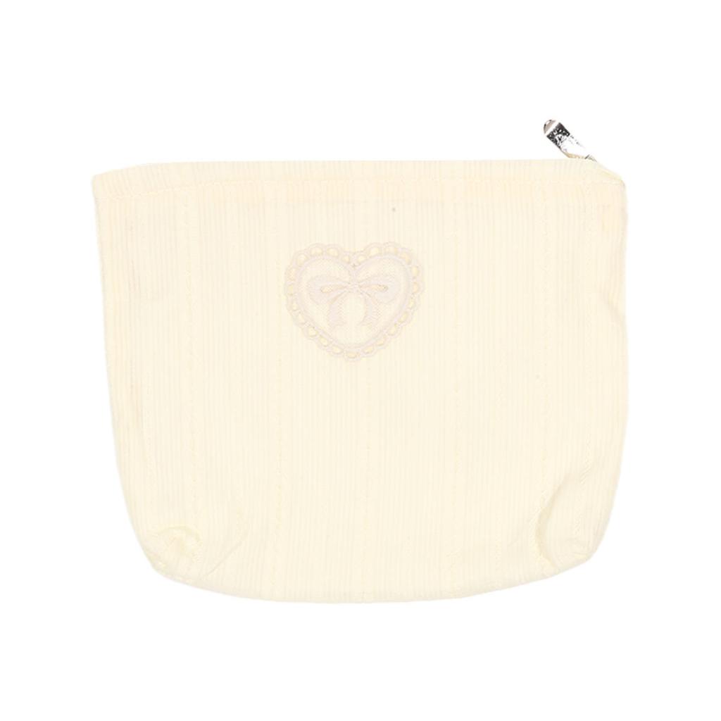 Simplicity  Cosmetic Bag for Girl Sweet Embroidery Bow Striped Makeup Case Portable Travel Earphone Cable Storage Bag