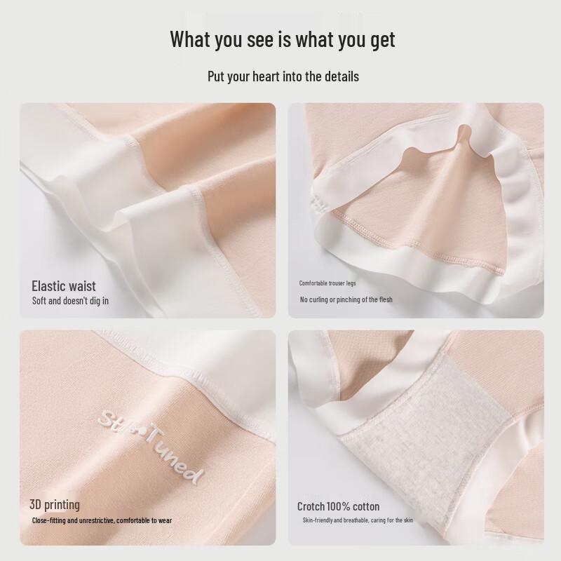 Yiershuang Women's Modal Seamless Briefs (4-Pack)