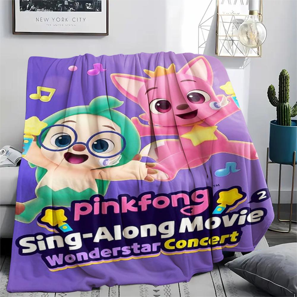 1 ks Flísová deka s potiskem Pinkfong, Vysoká kvalita, Pohodlná pro všechna roční období, Domácí dekorace, Teplo a pohodlí, Perfektní jako vánoční dárky110