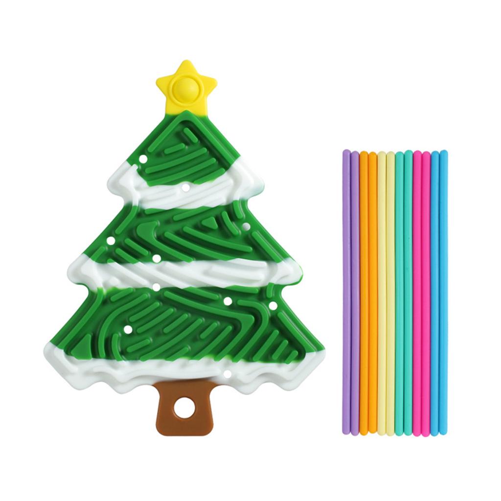 Vánoční senzorická aktivní deska Uklidňující hračka pro úlevu od stresu a úzkosti Novinka Silikonová podložka ve tvaru vánočního stromku Tyčinky