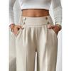 Pantaloni Eleganti da Donna a Vita Alta con Gamba Larga Comodi Casual o da Ufficio, Pantaloni dalla Vestibilità Rilassata