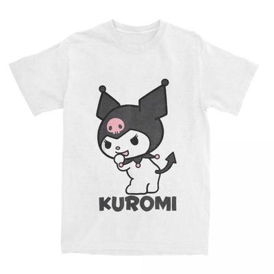 Kuromi Front Logo T-shirt Men's and Women's Cotton Casual Fashion Trend T-shirt Round Neck T-shirt Short Sleeved Top T-shirt