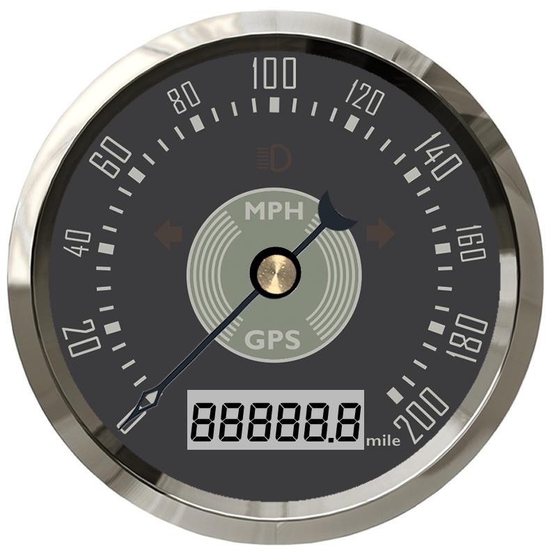 ELING 85mm GPS Speedometer 0-160km/h 0-220MPH Total Mileage Adjustable with Red Yellow Backlight for Car Yacht Universal 9-32V
