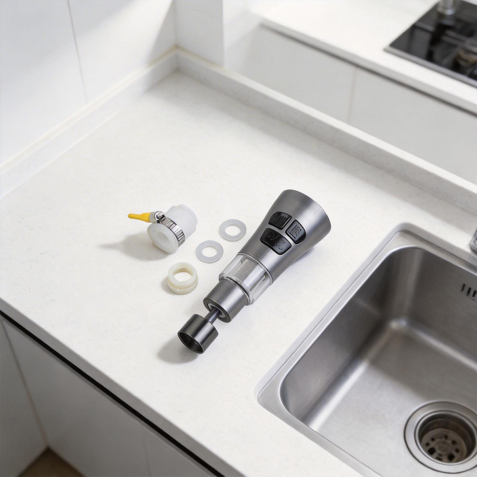 

Faucet Filter Set Sink Water Filter Brass And Stainless Steel серый