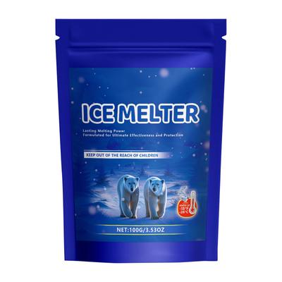 Haustiersicheres Eisschmelzmittel, geeignet zum Schmelzen von Betoneis und Schneeschmelzen, ist wirksam bei Temperaturen unter -15 Grad, zum Schneeräumen und zum Vereisen, Tragetasche, 100 g