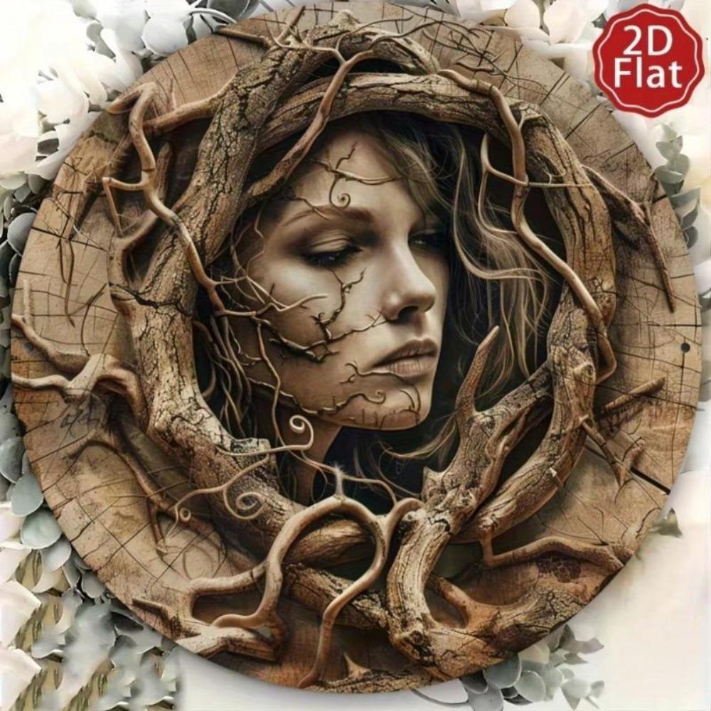 Iron Tree Spirit Metal Wall Decor 2D Flat Nature Art Rustic Gift