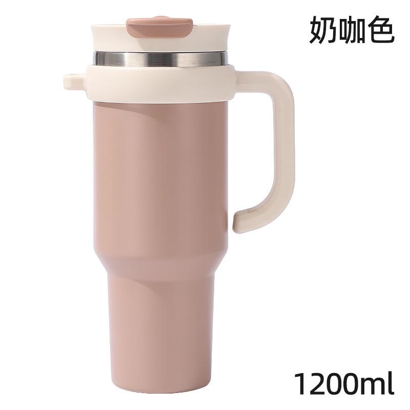 40oz Double Wall 304 Stainless Steel Tumbler with Handle, Dual Drink Sliding Lid Large Capacity Iced Coffee Cold Cup
