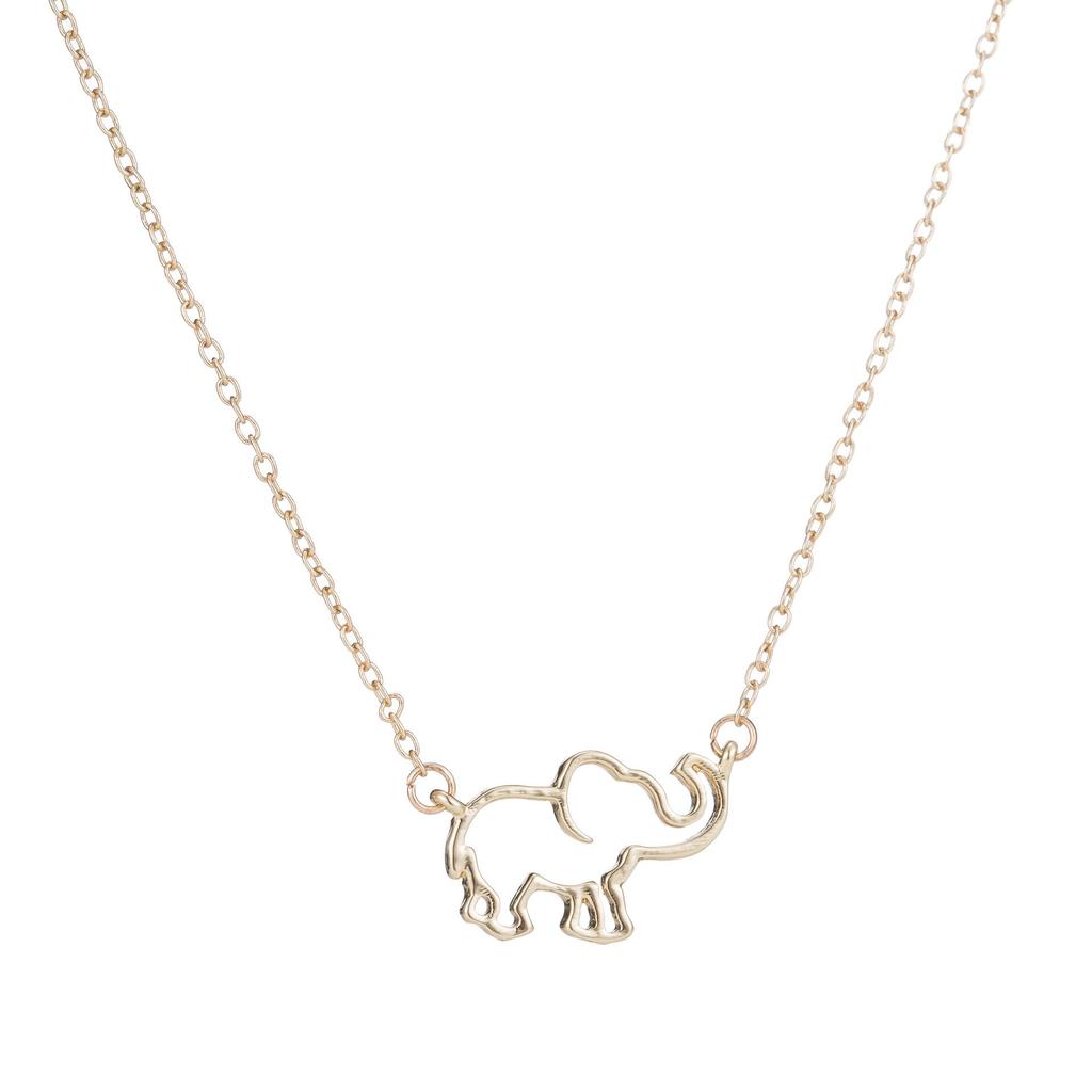 Elegant Elephant Pendant Necklace: Cute Hollow Design for Women