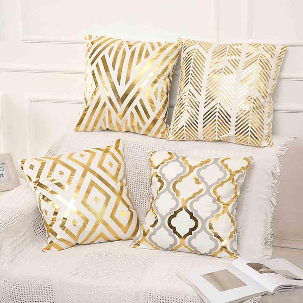 Polyester Gold Letter  Case Cover Sofa Car Waist Cushion Cover Home Decor