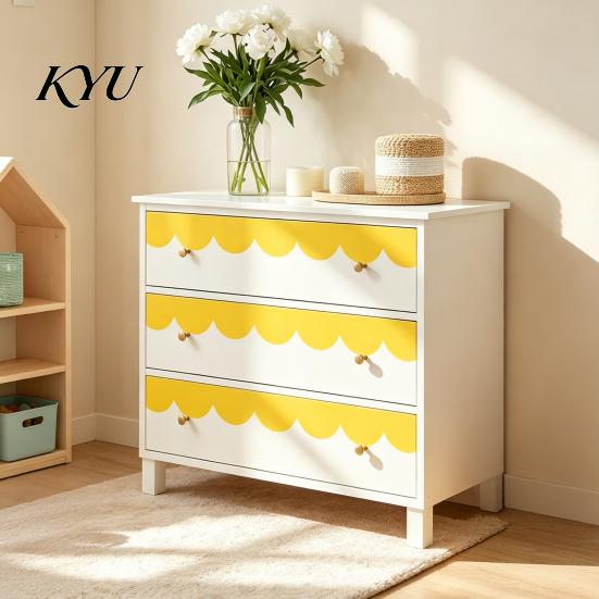 Décoration d'Angle Flexible pour Armoire 4 Pièces Stickers Muraux Bordure Festonnée, Autocollants Géométriques Demi-Arche à Décoller et Coller, Autocollant Décoratif Chambre à Coucher