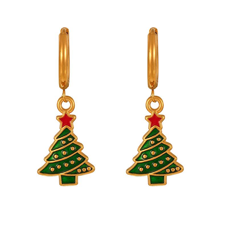 European & American Reindeer Christmas Tree Pendant Cute Alloy Bell Sock Ear Cuffs for Women