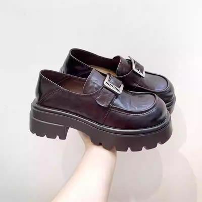 Estação Europeia Sapatos Femininos Plataforma Muffin De Couro Genuíno Europeu Mocassins Estilo Britânico Sapatos Pequenos De Couro Sapatos Únicos