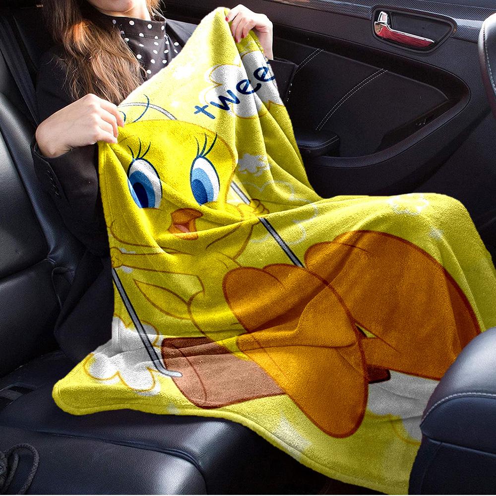 1pc Tweety,Bird,Yellow Print Flannel Blanket Suitable for All Seasons, Perfect for Home, Travel, or Camping  27