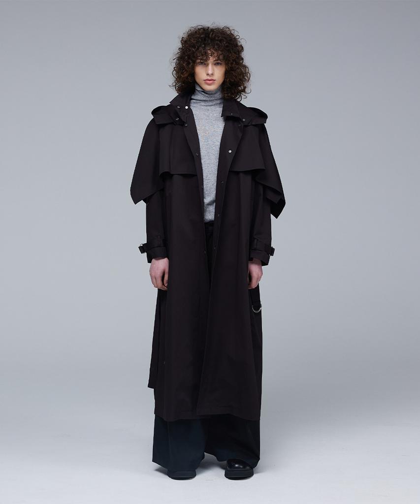 Mmam Back Pleats Long Trench Coat