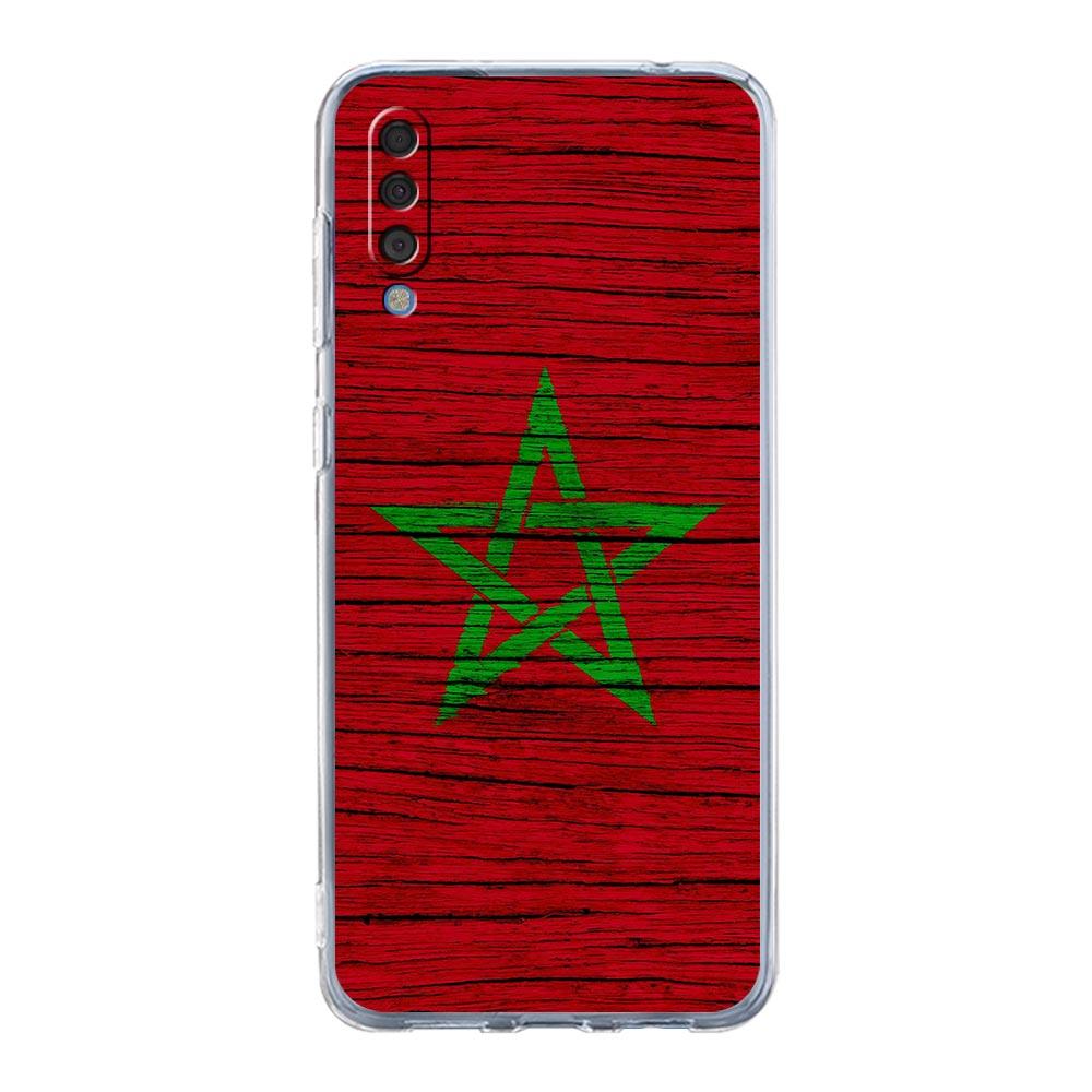 Morocco Flag Fotballtelefonveske til Samsung Galaxy A52 A50 A70 A10 A30 A40 A20S A20E A02S A12 A22 A72 A32 5G A04s Klart deksel