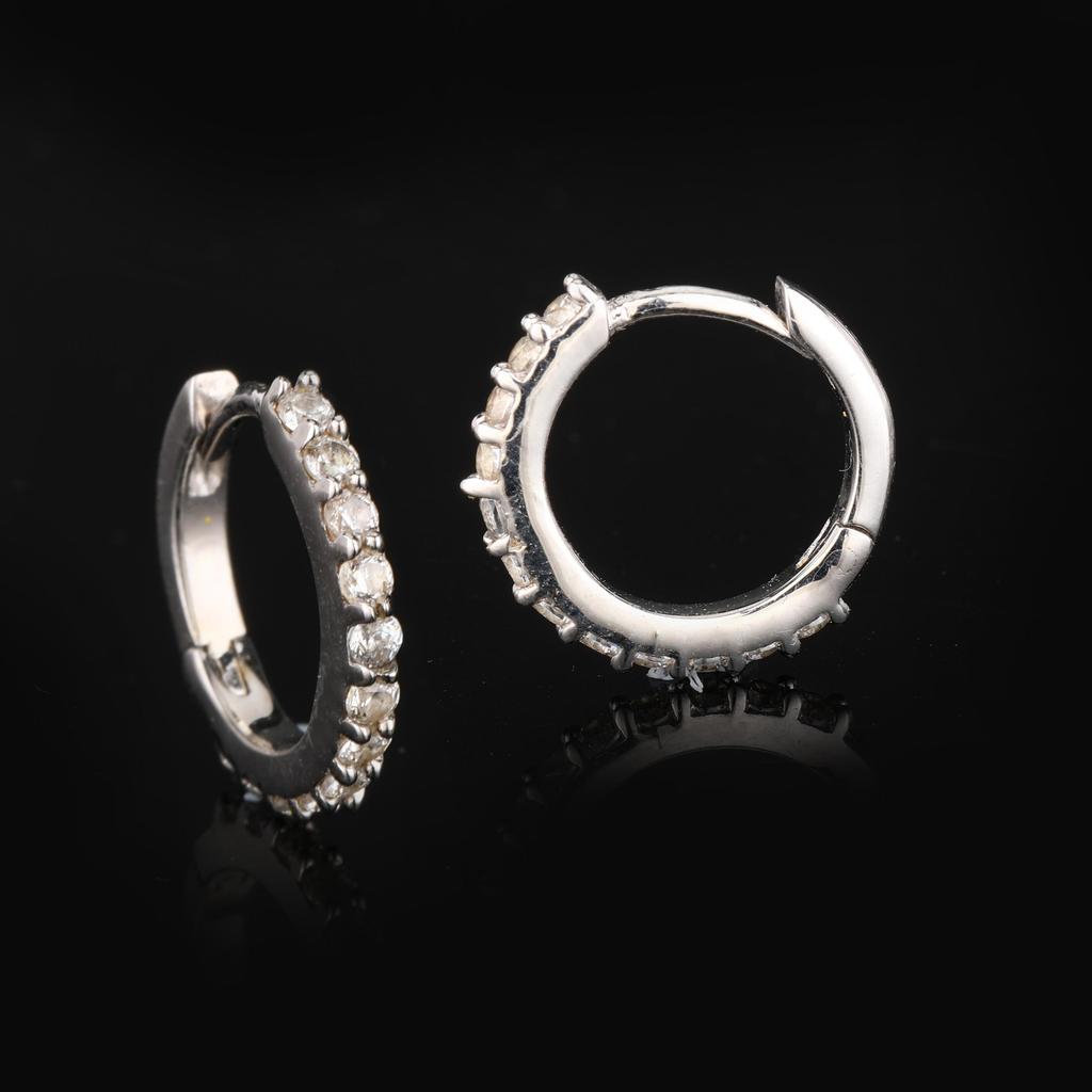 White Cubic Zirconia Stud Earrings 925 Silver Yellow Gold Plated
