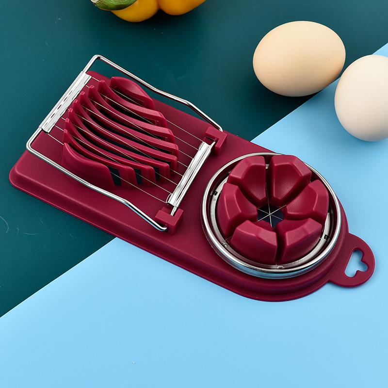 Multi Functional Egg Cutting Artifact Kitchen Household Stainless Steel Cutter Preserved Eggs Divider Two In One Egg Cutter