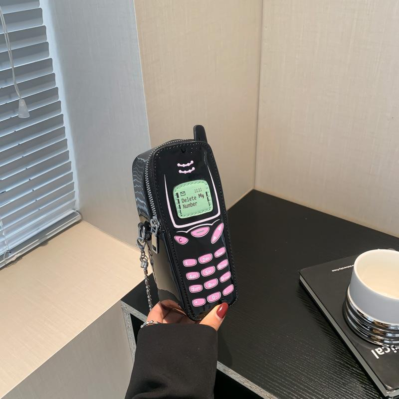 

Корейская версия креативной сумки для мобильного телефона 2024 года, новая повседневная простая модная сумка-цепочка, персонализированная забавная сумка-игрушка для женщин чёрный