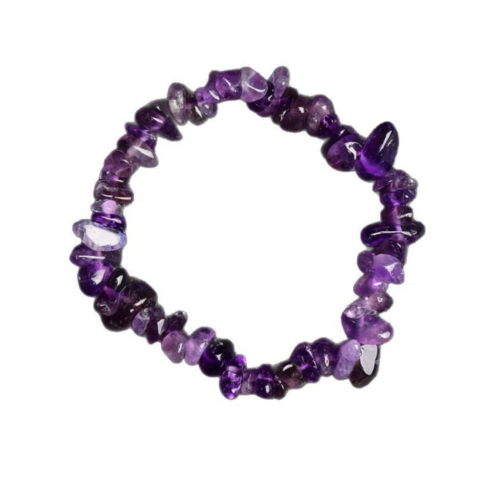 Натуральный фиолетовый неровный кристалл, браслет из дробленого камня One Size
