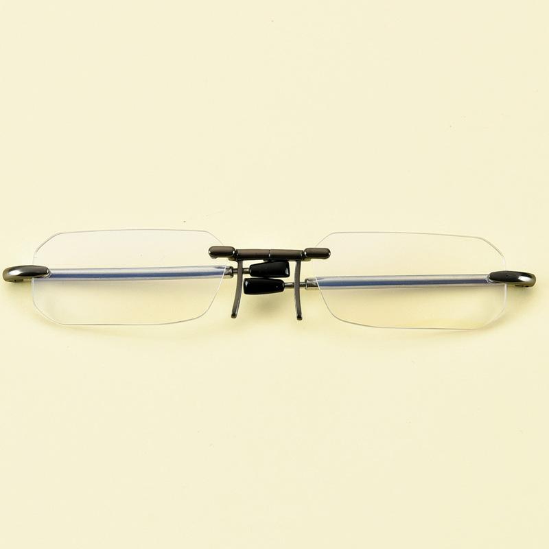 Men Women Portable Mini Folding Adjustable Frameless Reading Glasses Lighter Glasses Case Anti-blue Light Presbyopic Eyeglasses
