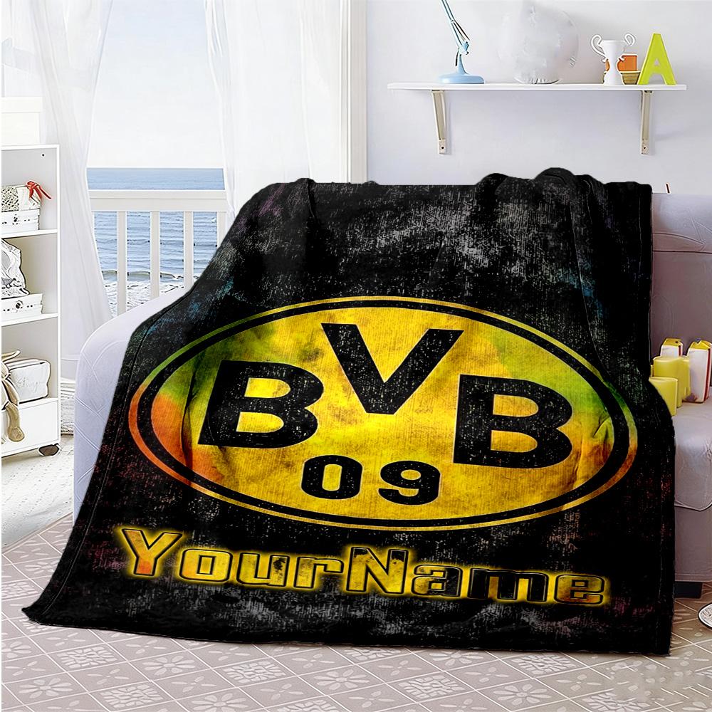 Borussia Dortmund Customize Text Blanket Lightweight Customizable Blanket Warmthful Decor Great for Office Couch Bed Living Room Ideal for All Seasons