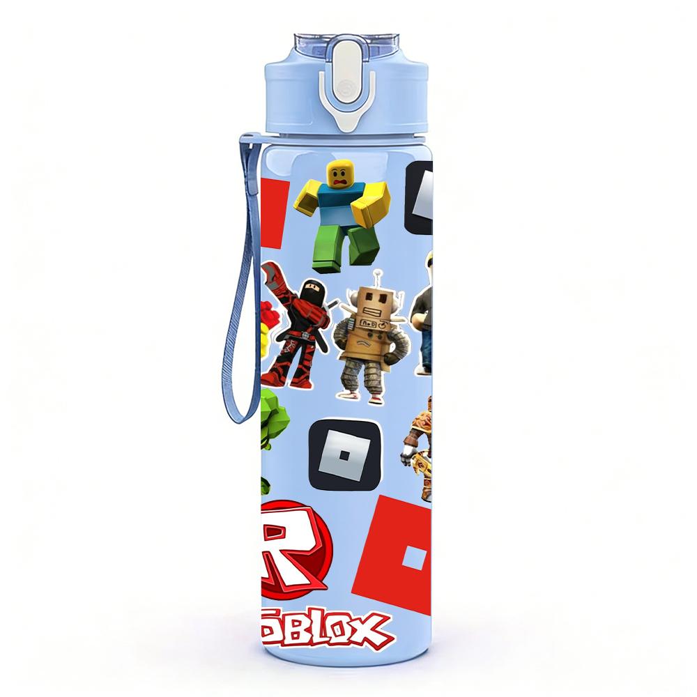 1PC Roblox Block Character Group 750ml Color Plastic Sports Water Bottle Leakproof Flip Straw Lid Suitable for Sports Office Home Use