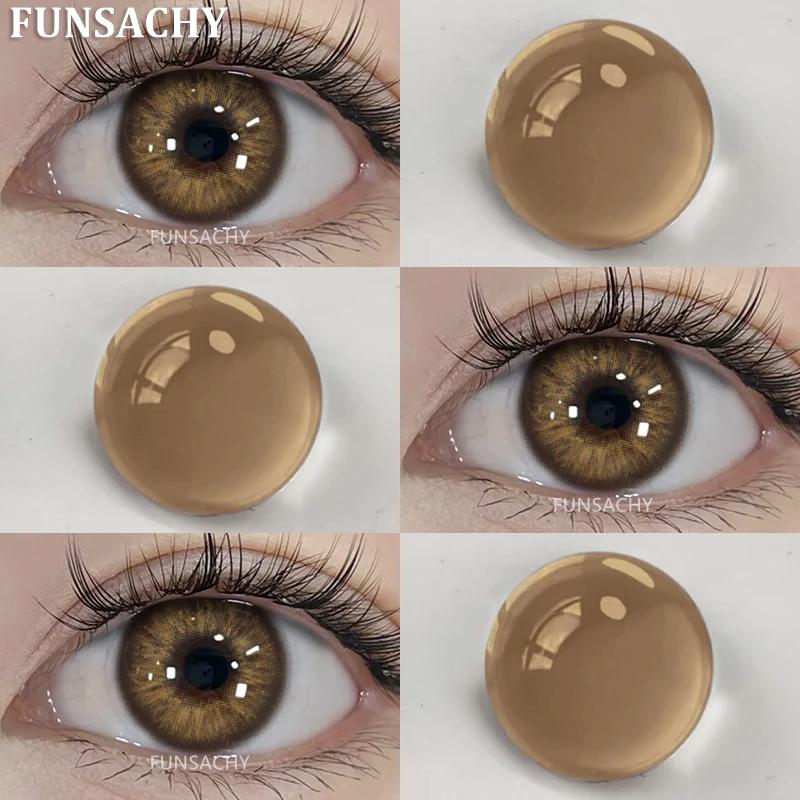 FUNSACHY - 2 lentes de contacto de color azul para miopía de 0 a 8 grados, maquillaje cosmético anual, pupilas de 14,5 mm, lentes grises