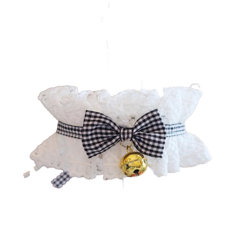 Fashionable Pets  Lace  Collar With Bell Bowknot Bib Breathable Necklace Accessories Decoration For