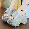 Fashion Slippers Women Summer High-Heeled Shoes Lady Slides Platform Black Sandals Soft Rubber Beige Flat Super House Slippers Platform