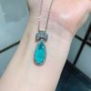 New Simulation Paraiba Necklace Ear Hanging Emerald Pear Shaped Banquet Jewelry Set 8X20