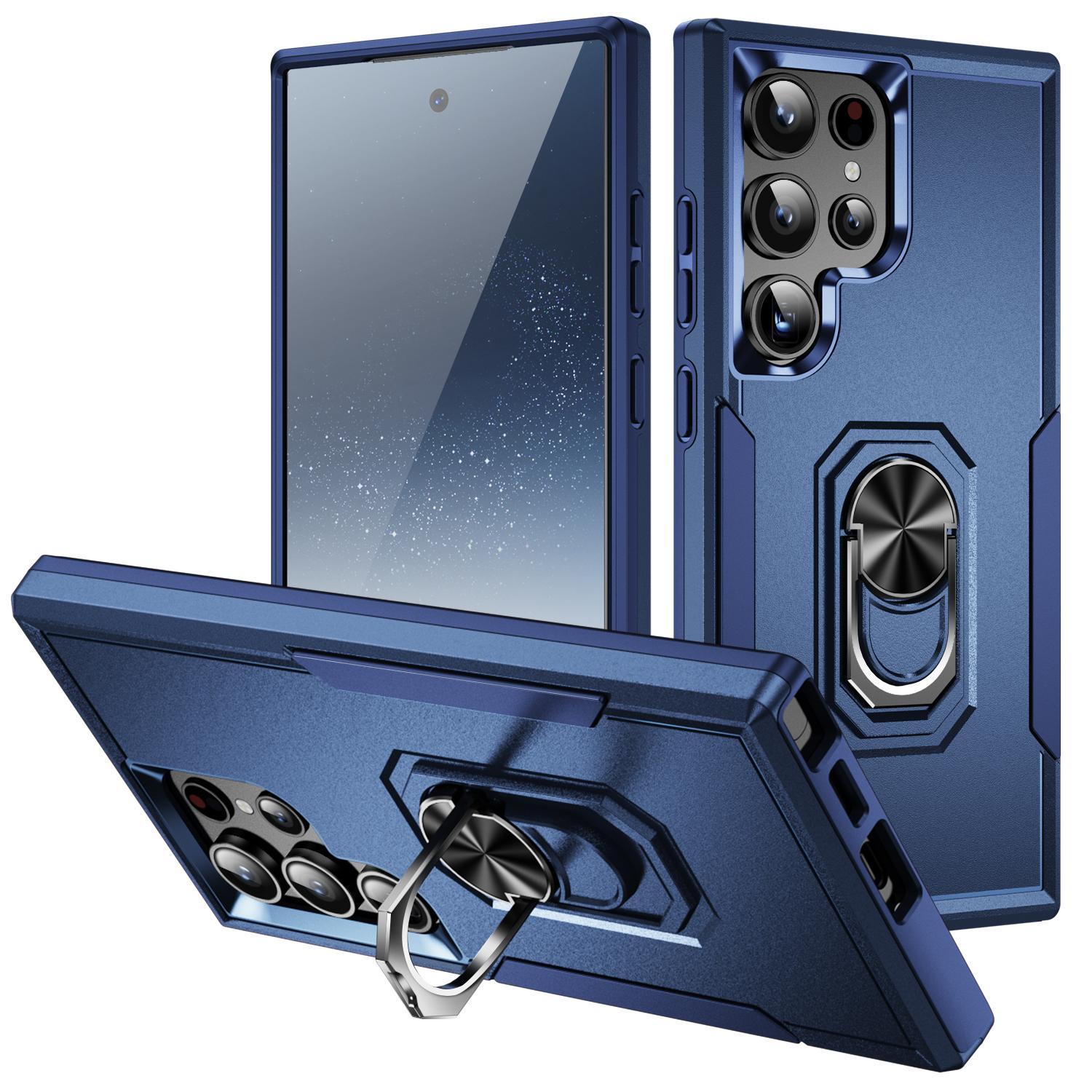 

Чехол для Samsung Galaxy S24 S23 S22 S21 S20 S10 UItra Plus, противоударная броня, автомобильный магнитный держатель на 360° с мягкими краями, чехол для телефона For Samsung S24 синий