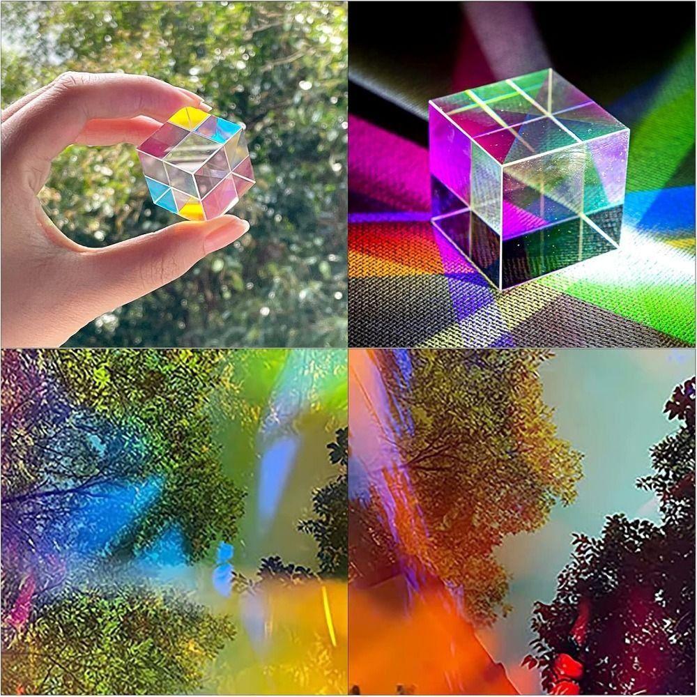 

Sun Catcher Кольорова скляна кубична призма Весела оптична дисперсійна призма Наукові навчальні іграшки 2x2x2cm-Color Cube