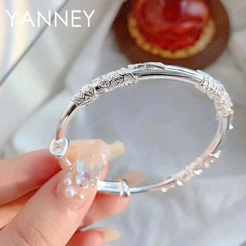 

Elegant 925 Sterling Silver, Simple, Fine Embossed Flowers, Adjustable, Bangle Fashion, Women s Charm, Party Jewelry, Gift,