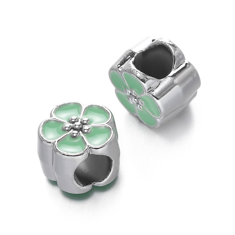 

Крупное отверстие Прямое отверстие Пятилепестковый цветок Разделитель бусин Аксессуары для бусин DIY Ювелирные изделия ручной работы Аксессуары для браслетов 1pcs зелёный
