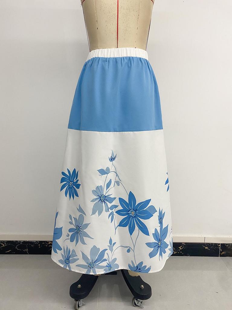 Summer 2026 High Waist A-Line Color Block Skirt for Women